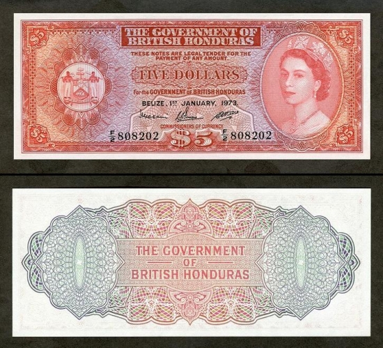 5 Britų Hondūro doleriai.