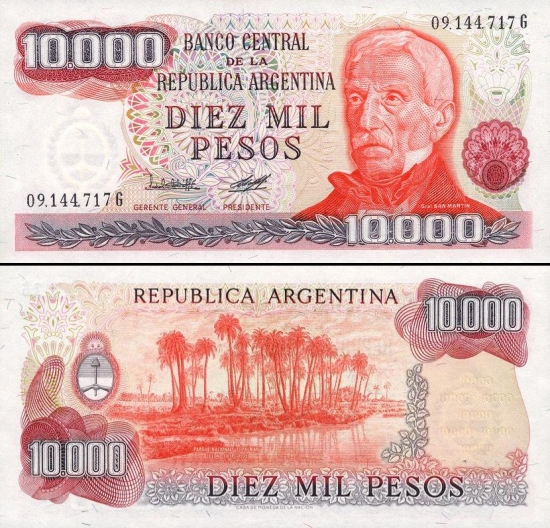 10000 Argentinos pesų. 