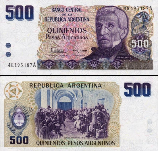 500 Argentinos pesų. 