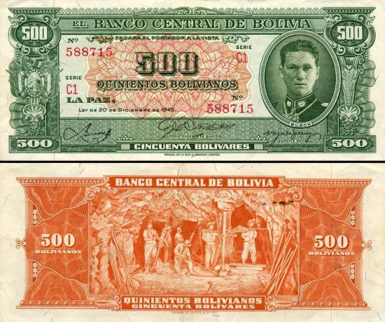 500 Bolivijos bolivianų.