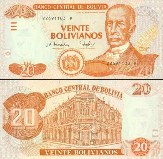20 Bolivijos bolivianų.