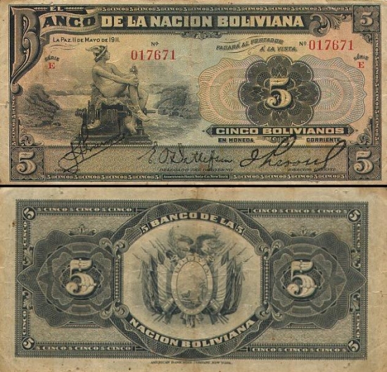 5 Bolivijos bolivianai.