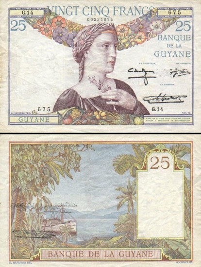 25 Prancūzijos Gvianos frankai.