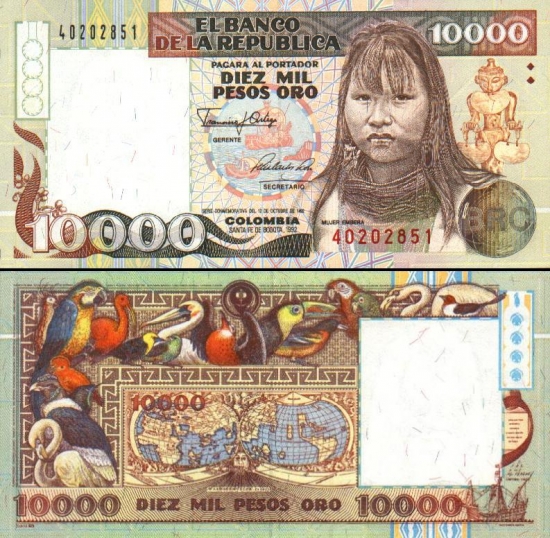 10000 Kolumbijos pesų.