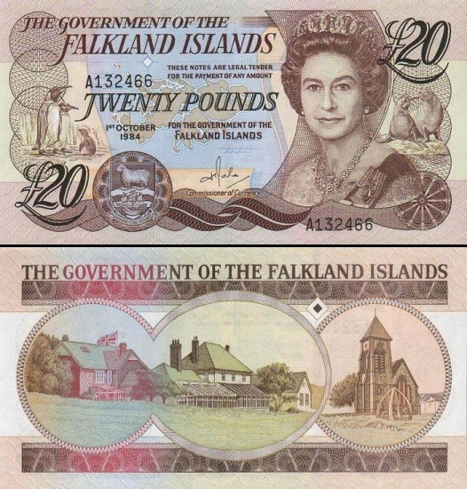 20 Falklando salų svarų.
