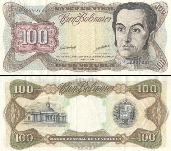 100 Venesuelos bolivarų.
