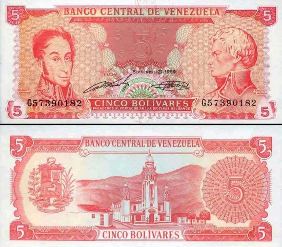 5 Venesuelos bolivarai.