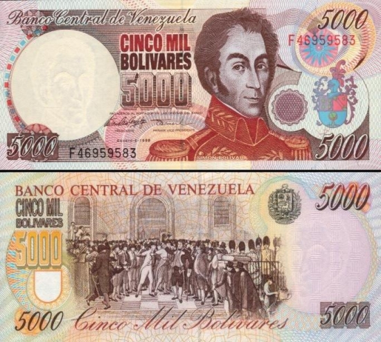 5000 Venesuelos bolivarų.
