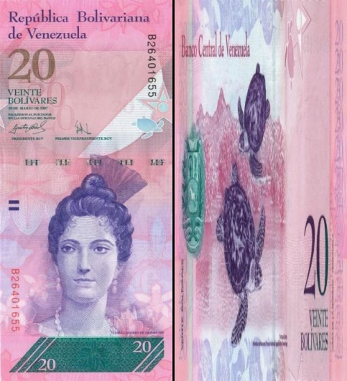 20 Venesuelos bolivarų.