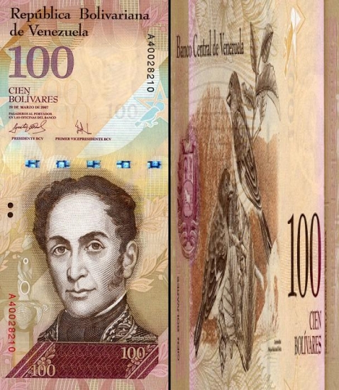 100 Venesuelos bolivarų.