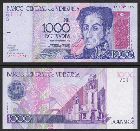 1000 Venesuelos bolivarų.