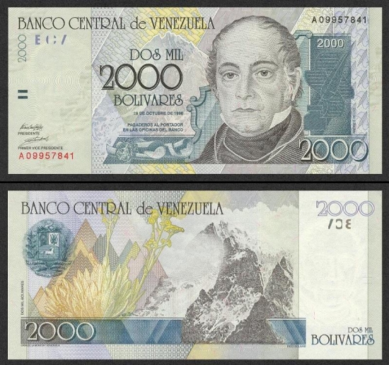 2000 Venesuelos bolivarų.
