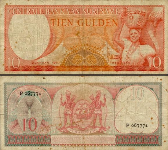 10 Surinamo guldenų.