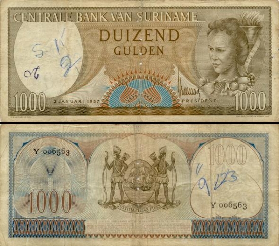 1000 Surinamo guldenų.