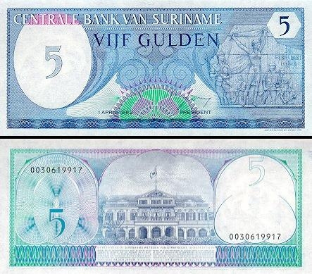 5 Surinamo guldenai.