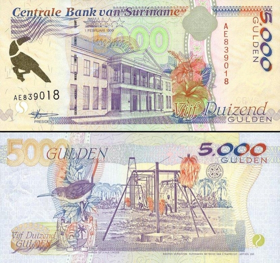 5000 Surinamo guldenų.