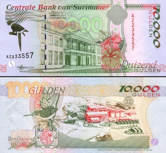10000 Surinamo guldenų.