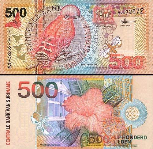 500 Surinamo guldenų.