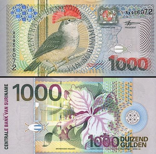 1000 Surinamo guldenų.