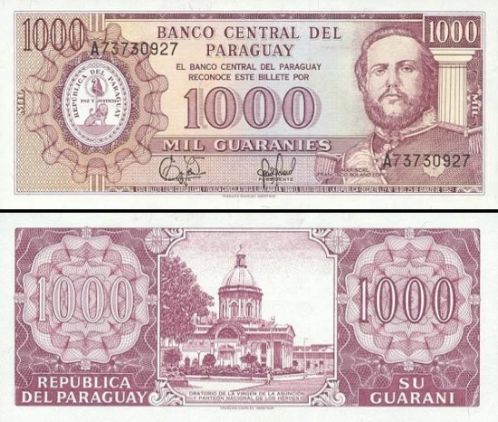 1000 Paragvajaus gvaranių.