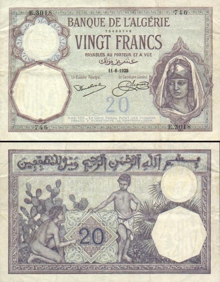 20 Alžyro frankų.
