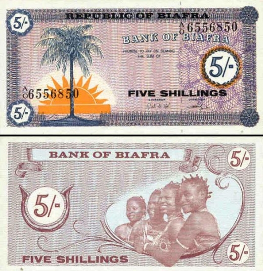 5 Biafros šilingai.