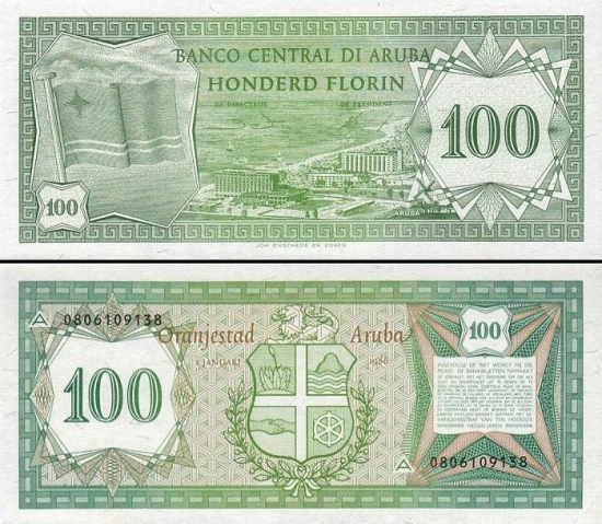 100 Arubos guldenų. 