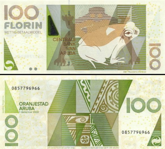 100 Arubos guldenų. 