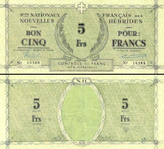 5 Naujųjų Hebridų salų frankai.