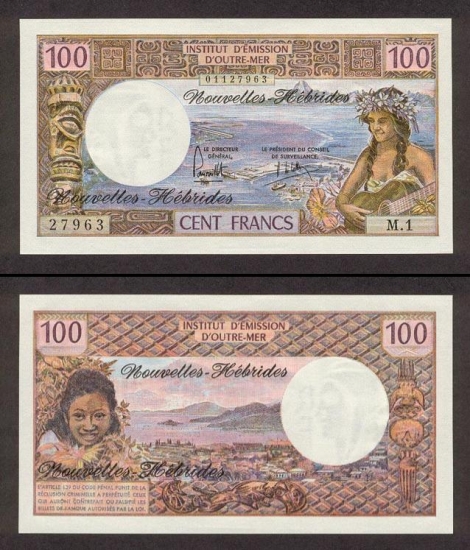 100 Naujųjų Hebridų salų frankų.