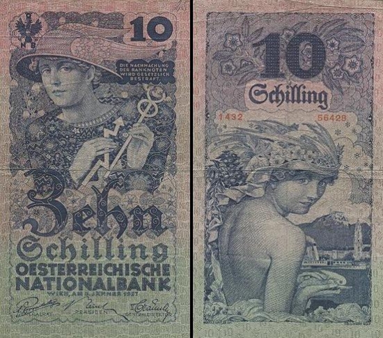 10 Austrijos šilingų.