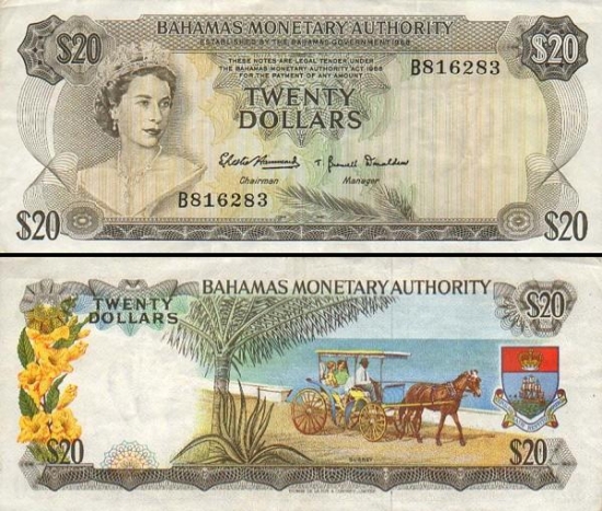 20 Bahamų dolerių. 