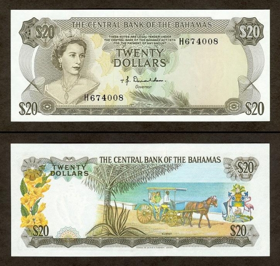 20 Bahamų dolerių. 
