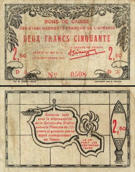 2,5 Prancūzijos Polinezijos ir Okeanijos franko.