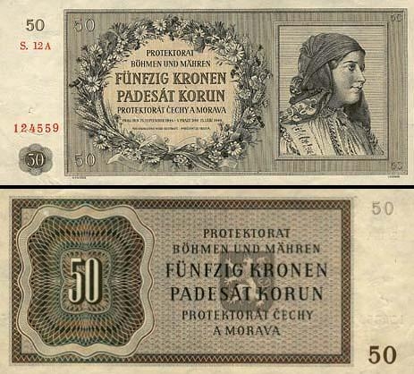 50 Bohemijos ir Moravijos korunų.