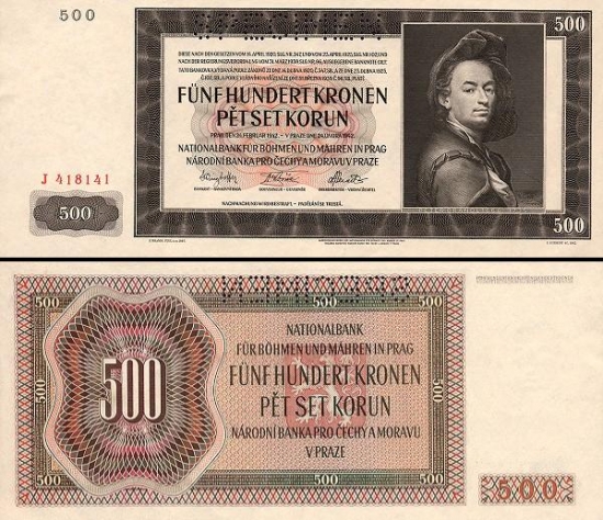 500 Bohemijos ir Moravijos korunų.