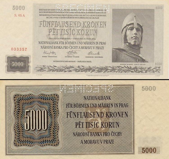5000 Bohemijos ir Moravijos korunų.