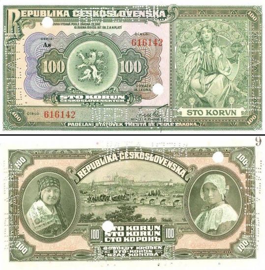100 Čekoslovakijos kronų.
