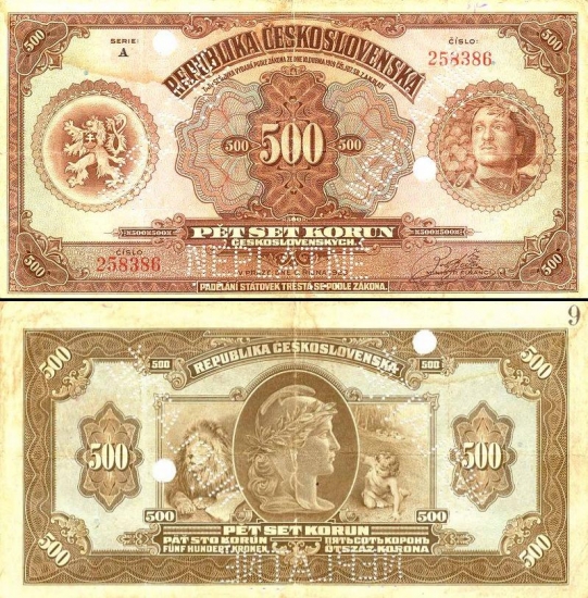 500 Čekoslovakijos kronų.