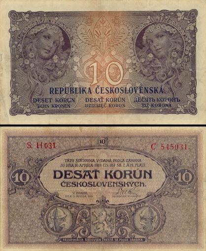 10 Čekoslovakijos kronų.