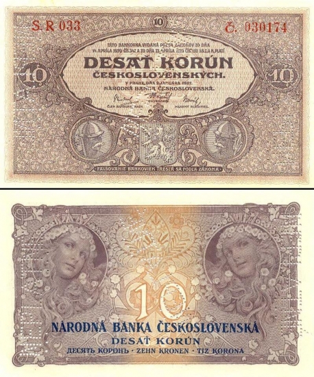10 Čekoslovakijos kronų.