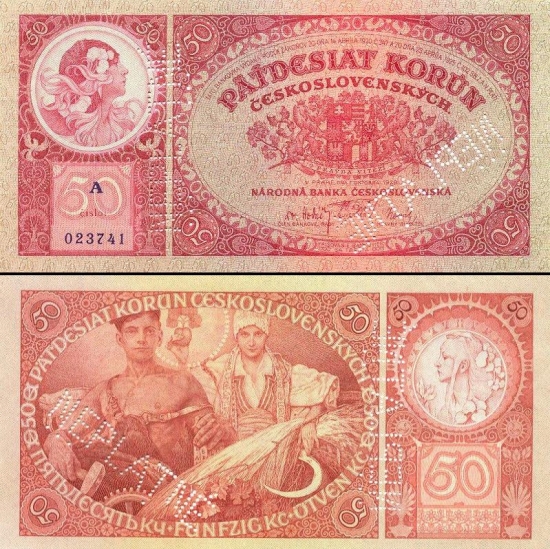 50 Čekoslovakijos kronų.