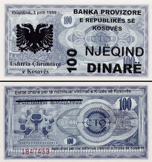 100 Kosovo dinarų.