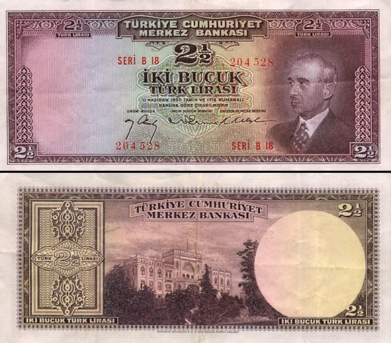 2,5 Turkijos liros.