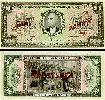500 Turkijos lirų.