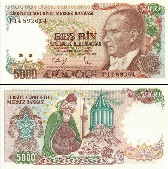 5000 Turkijos lirų.