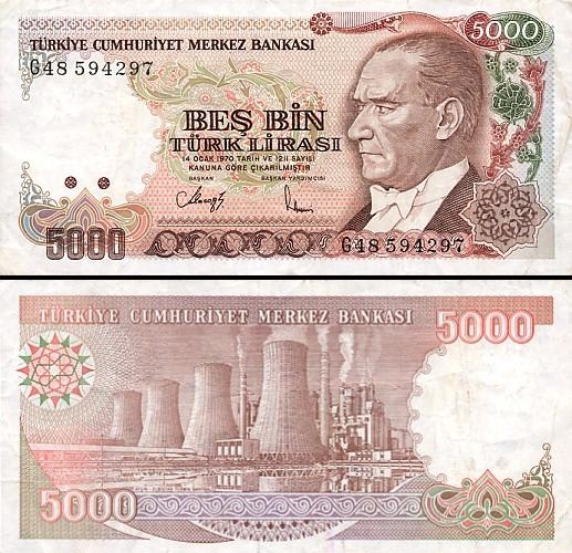 5000 Turkijos lirų.