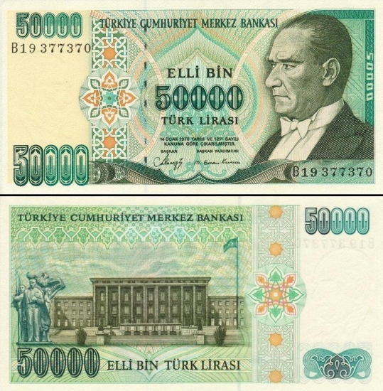 50000 Turkijos lirų.