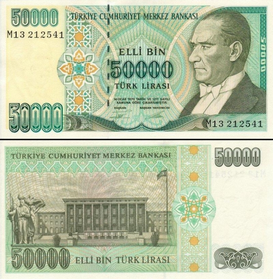 50000 Turkijos lirų.