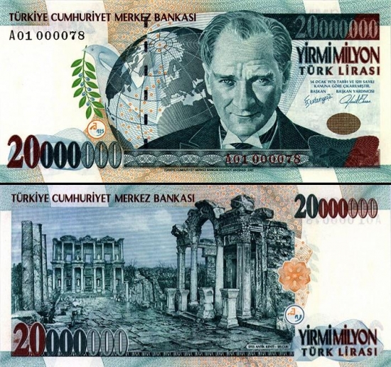 20000000 Turkijos lirų.